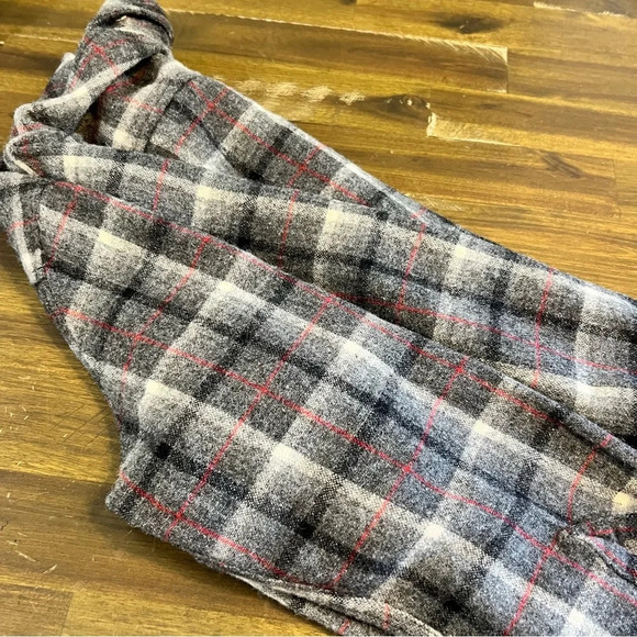 Briggs Vintage Plaid Wool Shirt Button Down Zipper Boxy Grid Window Pane Gray M - Picture 5 of 12